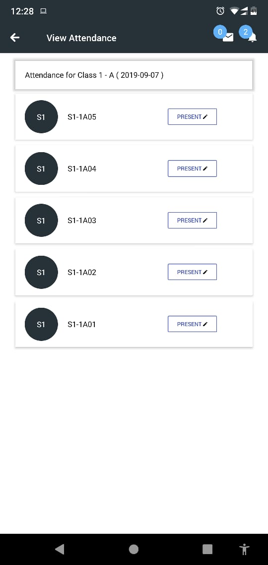 Viewing attendance records on Schoolites mobile app